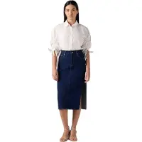 Levi's Levis Midi-rok met zijsplit voor dames (Blauwe steen wassen)