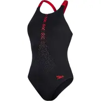 Speedo Azteeks eendelig zwempak voor dames (Zwart, Rood)