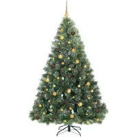 vidaXL Kunstkerstboom met 300 LED met standaard Groen 210 cm PE en PVC