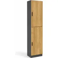 VCM Mehrzweckschrank mit 2 Drehtüren, H. 183 x B. 38 x T. 32 cm, Wohnzimmerschrank, Büroschrank und Aufbewahrungsschrank mit 5 Fächer - Dilos