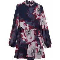 Ted Baker Aracely mini-jurk met bloemenprint van chiffon in bishop-stijl voor dames (Marine/Multikleurig)