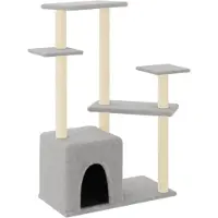 vidaXL Kattenmeubel met sisal krabpalen 107,5 cm lichtgrijs