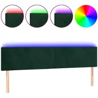 vidaXL Hoofdbord LED 160x5x78/88 cm fluweel donkergroen