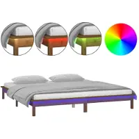 vidaXL Bedframe LED massief hout honingbruin 140x190 cm