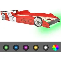 vidaXL Kinderbed met LED-verlichting, raceauto-design, 90 x 200 cm, rood