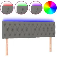 vidaXL Hoofdbord LED 160x7x78/88 cm stof donkergrijs