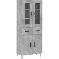 vidaXL Hoge kast 69,5x34x180 cm bewerkt hout betongrijs