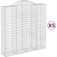 vidaXL Gabionen met boogvorm, 5 stuks, 200x50x200/220 cm, verzinkt staal