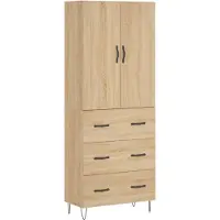 vidaXL Hoge kast 69,5x34x180 cm bewerkt hout sonoma eikenkleurig