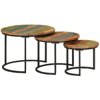 vidaXL Tafeltjesset 3 st massief gerecycled hout