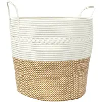 vidaXL Opbergmand Ø 43x38 cm katoen bruin en wit
