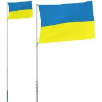 vidaXL Vlag van Oekraïne en mast, 5,55 meter, aluminium