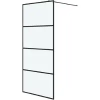 vidaXL Inloopdouchewand 90x195 cm mat ESG-glas zwart