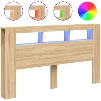 vidaXL Hoofdbord met LED 180x18,5x103,5 cm bewerkt hout sonoma eiken