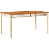 vidaXL Tuintafel Beige, 140x80x75 cm, polyrotan, acaciahout