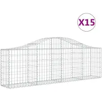 vidaXL Schanskorven 15 st gewelfd 200x30x60/80 cm gegalvaniseerd ijzer