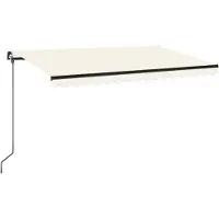 vidaXL Luifel handmatig uittrekbaar met LED 400x350 cm crèmekleurig