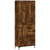vidaXL Hoge kast 69,5x34x180 cm bewerkt hout gerookt eikenkleurig