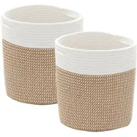 vidaXL Opbergmanden 2 st Ø 28x28 cm katoen bruin en wit