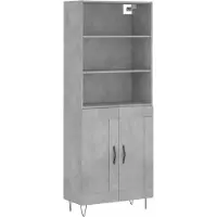 vidaXL Hoge kast 69,5x34x180 cm bewerkt hout betongrijs