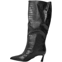 Steve madden Dameslaarzen van Lavan-leer met uitlopende schacht en hoge hak, tot aan de knie (Zwart)