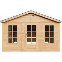 Timbela M735 - Houten tuinhuis - 13,24 m² - 394x382xH267 cm - zonder vloer met grijze dakshingles