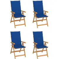vidaXL Klapstoelen, set van 4, met koningsblauw kussen, gemaakt van massief teakhout