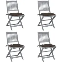 vidaXL Klapstoelen, 4 stuks, met kussens, gemaakt van massief acaciahout