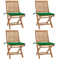 vidaXL Klapstoelen met kussens, 4-delig, massief teak hout