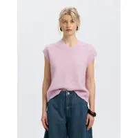 Selected Wolmix Gebreid Gilet Dames Purper M