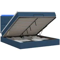 vidaXL Ottomanbed met matras en blauwe LED-verlichting, 180 x 200 cm, met stoffen bekleding