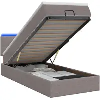 vidaXL Ottomanbed met matras en LED-verlichting, taupekleurig, 90 x 200 cm, met stoffen bekleding