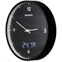 Bresser MyTime LEDsec wandklok 24 cm met temperatuurweergave (zwart)