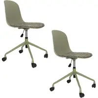 Housecraft living draaibare bureaustoelen Roxanne met wielen - groen (set van 2)