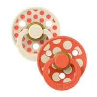 BIBS - Pacifier Studio Colour 2 PACK Polka Mix Latex - Ivory/Tango - Size 2