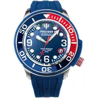 KIENZLE Horloge - Poseidon24 - Quarz UP704 - Waterdicht tot 15 ATM - Wijzerplaat en Polsband Staalblauw met Rode Accenten