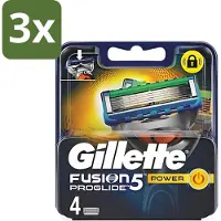 Gillette 3 x - Fusion 5 ProGlide Power - Precisie en comfort - 4 Navulscheermesjes - Scheermesjes - Navulscheermesjes - Microcomb - Scherpe Mesjes - Comfortabel Scheren