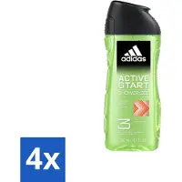 Adidas 4 x Shower Gel Active Start 250 ml - Douchegel - 3-in-1 - Lichaam - Gezicht - Haar