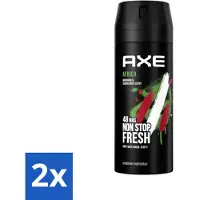 Axe - Deodorant bodyspray - 48 uur lang fris - Afrika - Mandarijn & Sandelhout - 150 ml - Voordeelverpakking - 2 stuks