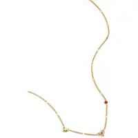Yehwang Ketting met hartjes en steentjes en patroon - zilveren kleur
