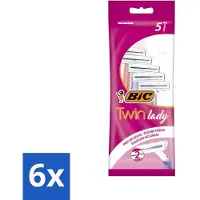BIC – Twin Lady – Scheermesjes – Dubbelzijdig – Wegwerpscheermesjes – 5 scheermesjes – Voordeelverpakking – 6 stuks