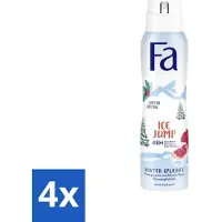 Fa Pflege 4 x - Deodorant Spray - Winter Splashes Ice Jump - Koel - 48 uur Bescherming - 150 ml - Deodorant Spray - Winter Splashes Ice Jump - 48 Uur Bescherming - Koel - Fris