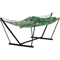 Happiq Hangmat met Standaard 366 cm - Geschikt 2 Personen met Kussen - voor tuin en strand - Bordeauxrood Geel