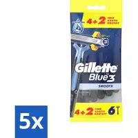 Gillette - Blue 3 Smooth - Wegwerpscheermesjes - Comfortabele scheerbeurt - 6 Scheermesjes - Bulkverpakking - 5 stuks