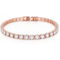 LGT JWLS Rosegoudkleurige Dames Tennisarmband met Witte Zirkonia 4 mm - 18cm