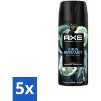 Axe 5 x Deodorant Bodyspray Aqua Bergamot 150 ml - Aqua Bergamot - Deodorant Bodyspray - 72 Uur Bescherming - Onweerstaanbare Geur - Premium Geur