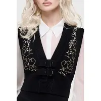 Killstar - Gothic Top - Cathedral Gardens - Golden Spire Knitted Top - S tot 4XL - voor Vrouwen - zwart - Maat M