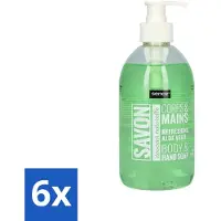 Sence 6 x - Refreshing Aloe Vera - Handzeep - Savon - 500 ml - Aloe Vera Handzeep - Handverzorging - Hydraterende Handzeep - Frisse Handen - Vloeibare Handzeep