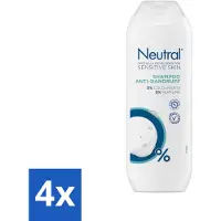 Neutral Neutrale shampoo – Geschikt voor de gevoelige huid – Tegen roos – 0% kleurstoffen en parfum – 250 ml - Voordeelverpakking - 4 stuks