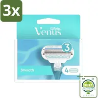 Gillette venus 3 x Gillette - Venus Smooth - Gladde scheerbeurt - 4 Navulscheermesjes - Grootverpakking - Scheermesjes Voor Vrouwen - Vrouwelijke Huid - Gladde Scheerbeurt - Dagelijks Scheren - Huidvriendelijk